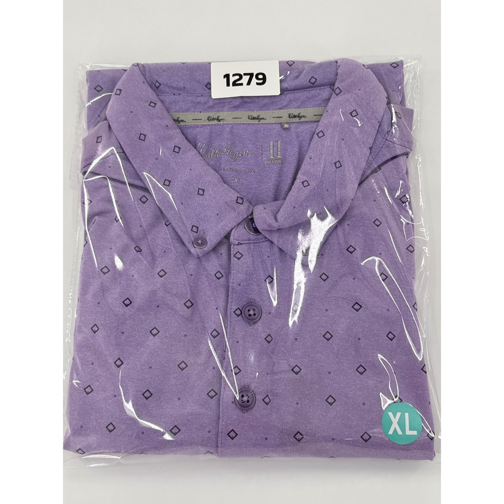 Walter Hagen‎ 11 Majors Mens XL Purple Geometric Diamond Print Golf Polo Shirt - Picture 7 of 7